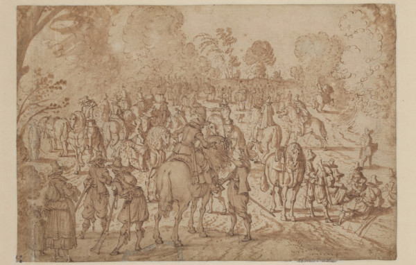 Soldiers Resting, between late 16th and early 17th century. Creator: Unknown Flemish; After Sebastian Vrancx  Flemish, 1573-1647.