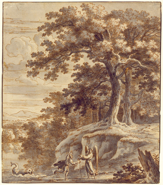 Tobias and the Angel Encountering the Fish, mid-17th century. Creator: Jacques Rousseau.