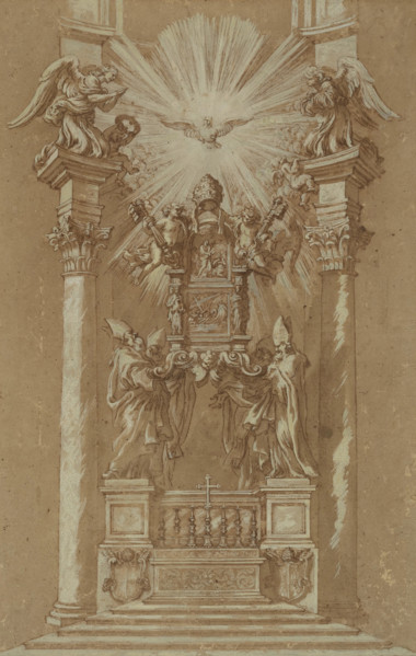 Study for St. Peter's 'Cattedra', 1658. Creator: Workshop of Gian Lorenzo Bernini (1598-1680).