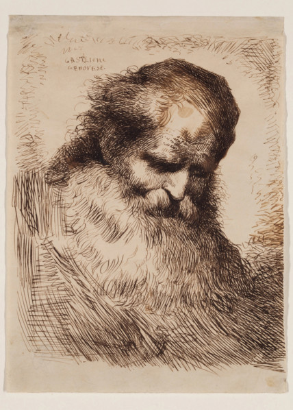 Head of an Old Man, mid-17th century. Creator: Giovanni Benedetto Castiglione.