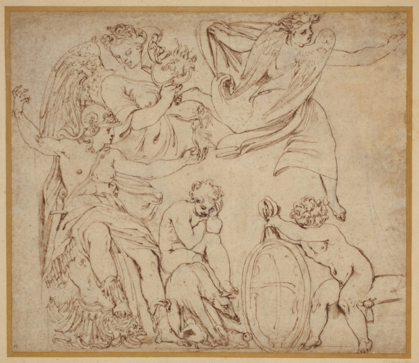The Goddess Roma, the Wolf of Rome with the Infants Romulus and Remus...between 1538 and 1547. Creator: Perino del Vaga.