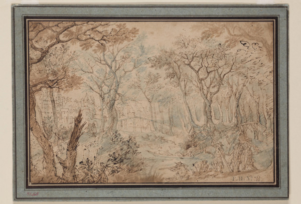 Landscape with Stag Hunt, early 17th century. Creator: Unknown Dutch; After David Vinckboons Flemish, 1576-1629 .