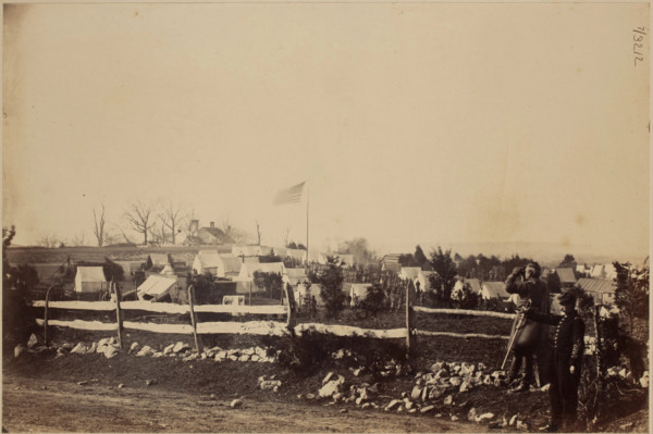 Camp of the 55th Infantry, Fort Gaines, near Tenallytown, c1865. Creator: Mathew Brady.
