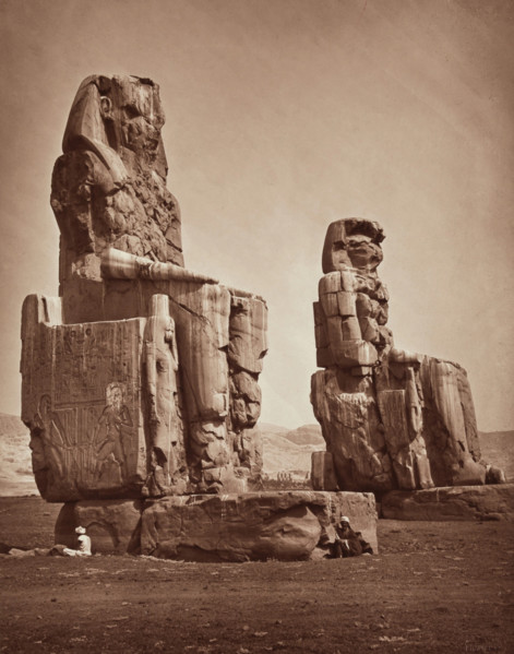 The Colossi of Memnon, Statues of Amenhophis III. Luxor, West bank (Thebes), c1869. Creator: Unknown.