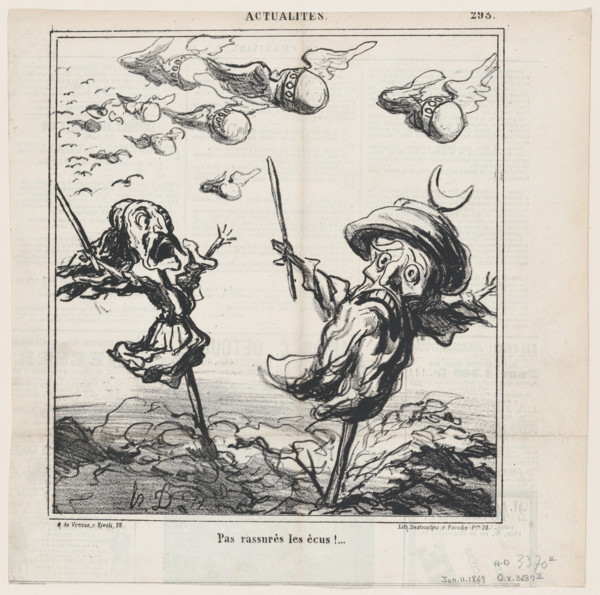 Pas rassurés les ècus!, 1869.  Creator: Honore Daumier.