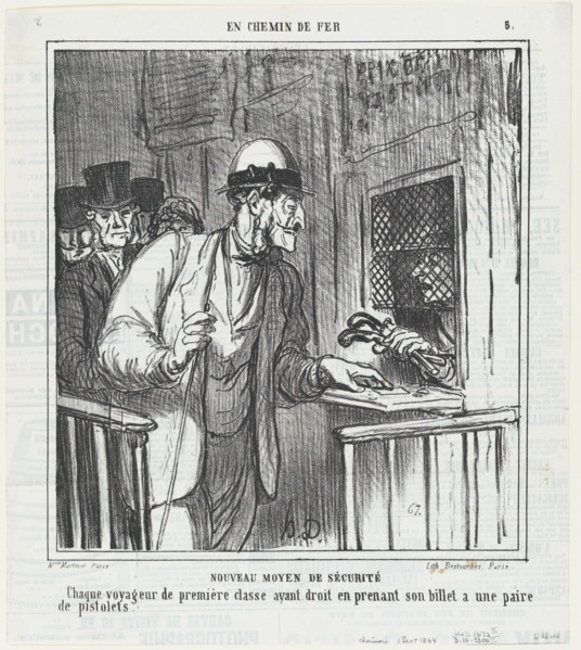 Nouveau moyen de sécurité, 1864.  Creator: Honore Daumier.