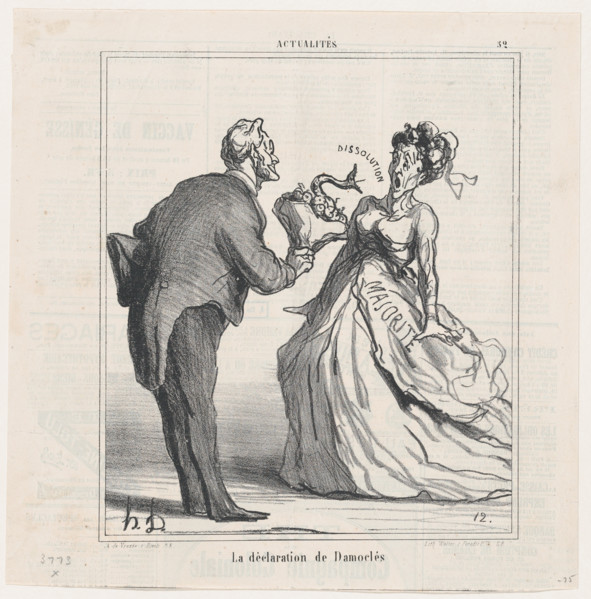 La declaration de Damoclés, 1870. Creator: Honore Daumier.