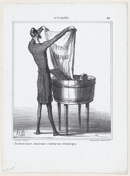 J'ai beau laver; l'ancienne couleur ne revient pas, 1869.  Creator: Honore Daumier.
