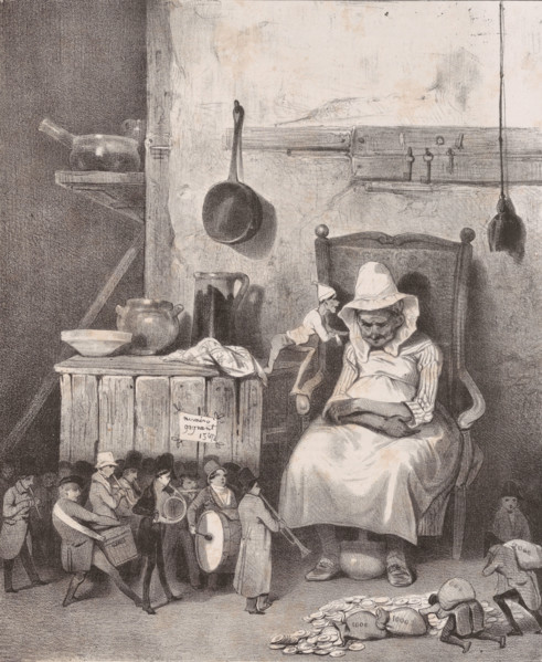 Mon défunt me donne des numéros.., 1833. Creator: Honore Daumier.