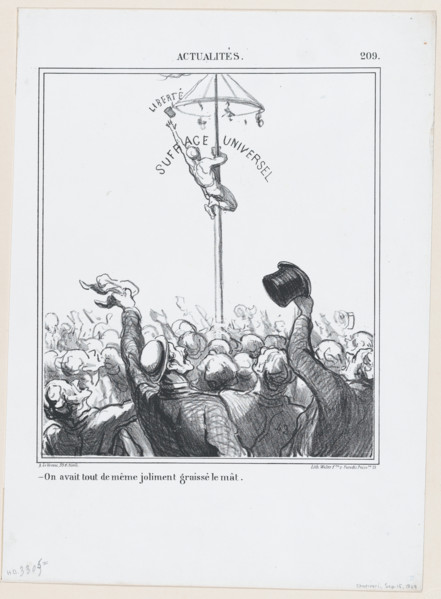 On avait tout de même joliment graissé le mât, 1869. Creator: Honore Daumier.