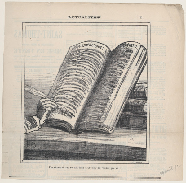 Pas étonnant que ce soit long avec tant de ratures que ça, 1872.  Creator: Honore Daumier.