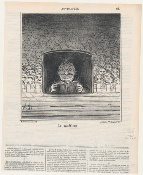 Le souffleur, 1870. Creator: Honore Daumier.