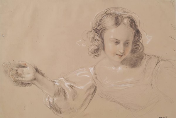 Girl with Outstretched Arm - Study for Dick Whittington and His Cat, c1836. Creator: William Allan.