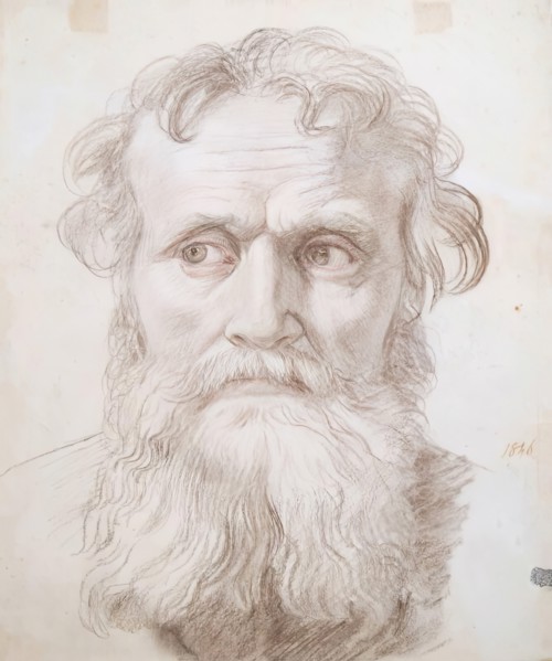 Study for the central figure for 'The Baptism of King Ethelbert', 1846. Creator: William Dyce.