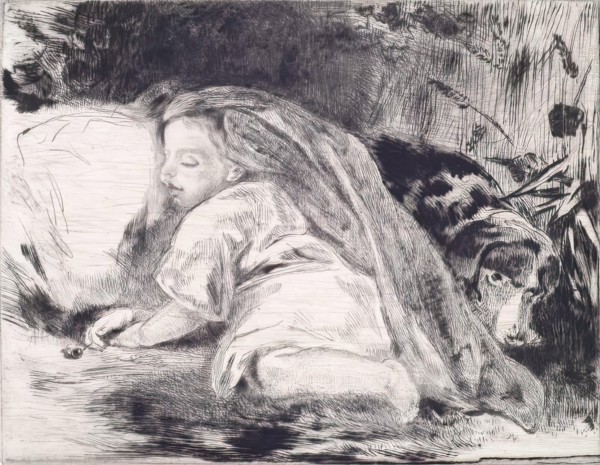 A Sleeping Child and Dog: Portrait of Agnes Paul, c1820s. Creator: Andrew Geddes.