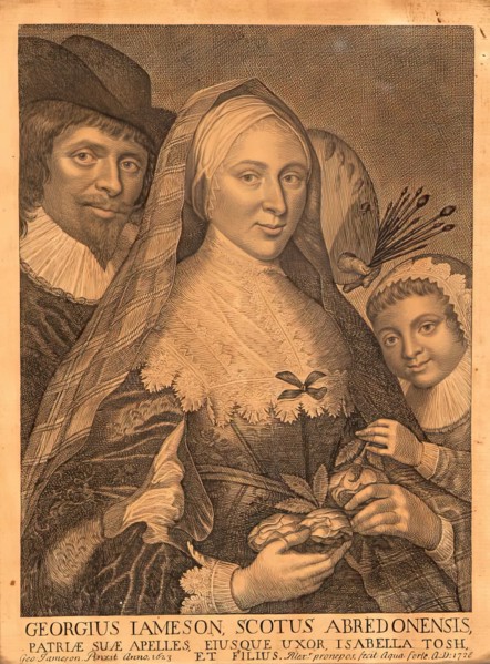 Portrait of George Jamesone with his wife Isabella Tosh and son Alexander, 1623. Creator: George Jamesone.