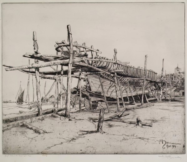 High Noon in the Boat Yard, Rye, 1909. Creator: Martin Hardie.
