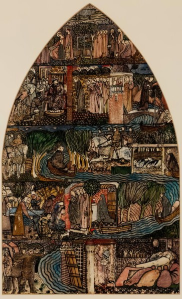St Frideswide - Design for Stained Glass Window, Christchurch Oxford, 1859. Creator: Sir Edward Coley Burne-Jones.