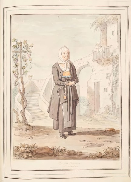 A Widow Woman of Procida, leaf from 'A Collection of Dresses by David Allan Mostly from Nature',1776 Creator: David Allan.