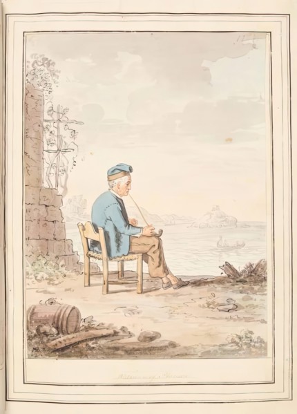 Old Man of Procida, leaf from 'A Collection of Dresses by David Allan Mostly from Nature', 1776. Creator: David Allan.