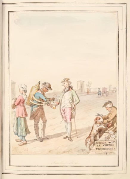 Pont Neuf, Paris, leaf from 'A Collection of Dresses by David Allan Mostly from Nature', 1776. Creator: David Allan.