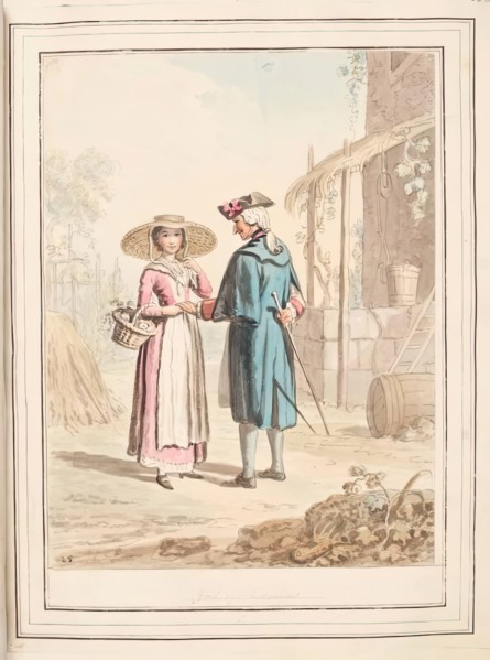 Girl of Piedmont, leaf from 'A Collection of Dresses by David Allan Mostly from Nature', 1776. Creator: David Allan.
