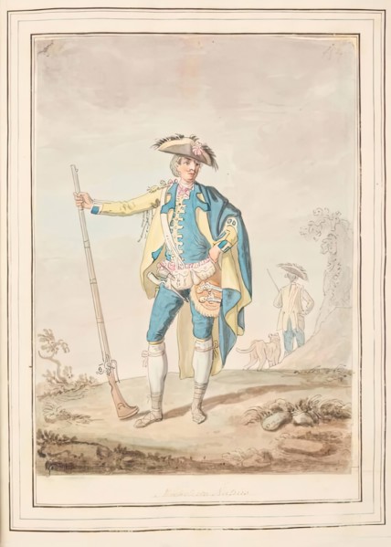 Nicholetto Naples, leaf from 'A Collection of Dresses by David Allan Mostly from Nature', 1776. Creator: David Allan.