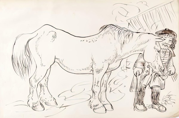 A Groom Feeding His Horse, 1825-1839. Creator: James Howe.