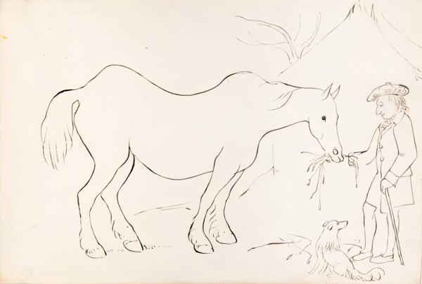 A Farmer Feeding His Horse, 1825-1839. Creator: James Howe.