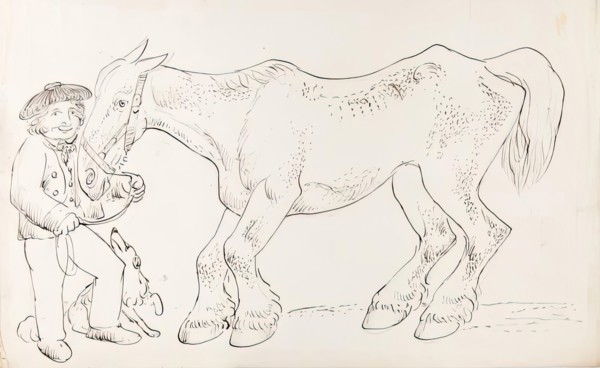 A Groom With His Dog and Horse, 1825-1839. Creator: James Howe.