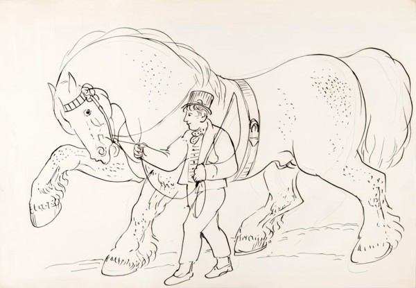 A Groom With His Horse, 1825-1839. Creator: James Howe.