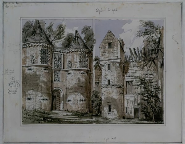 Tolquhon Castle - Entrance Hall and the Courtyard, 1848. Creator: Robert William Billings.