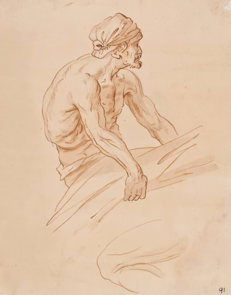 Bearded Male Figure, c1763-1800. Creator: William Williams.