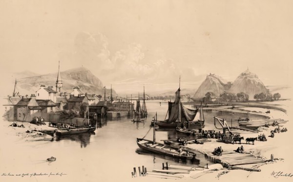 Scotland Delineated-The Town and Castle of Dumbarton from the Leven, 1847. Creator: James Duffield Harding.