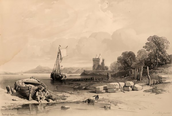 Scotland Delineated-Barnbougle Castle, 1847. Creator: James Duffield Harding.