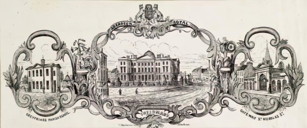 Greyfriars Parish School, Aberdeen; Royal Infirmary; Gateway St Nicholas Street, c1830s. Creator: Unknown.