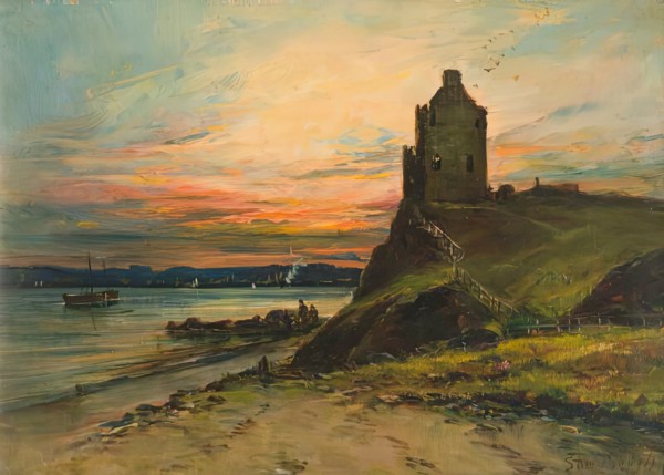 Castle Ruins on a Cliff Edge, 1851. Creator: Samuel Bough.