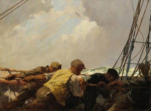Hauling the Mainsail, 1933. Creator: Arthur Briscoe.