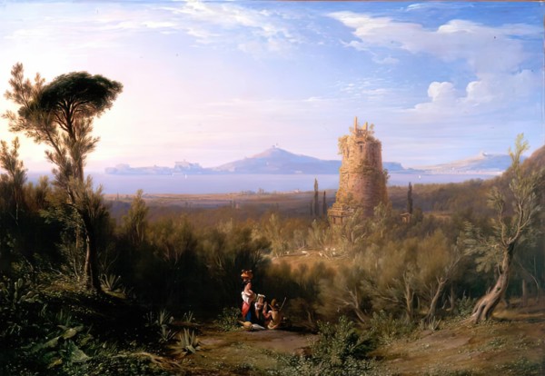 Cicero's Tomb at the Bay of Gaeta, 1837. Creator: James William Giles.