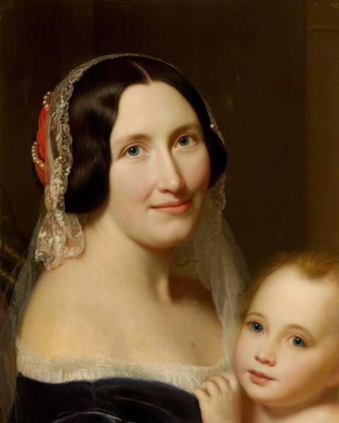 Lady Gordon and her Child, c1858. Creator: John Phillip.