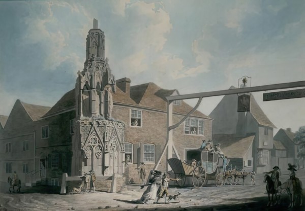 Waltham Cross and Post Coach, 1786. Creator: Edward Dayes.