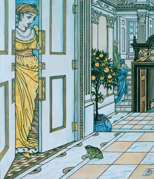 The Frog asks to be allowed to enter the Castle - Illustration for 'The Frog Prince', c1874. Creator: Walter Crane.