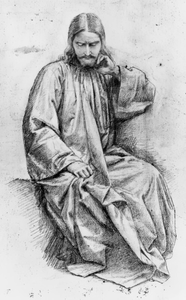 Christ by the Well - Sketch for 'The Woman of Samaria', c1860. Creator: William Dyce.