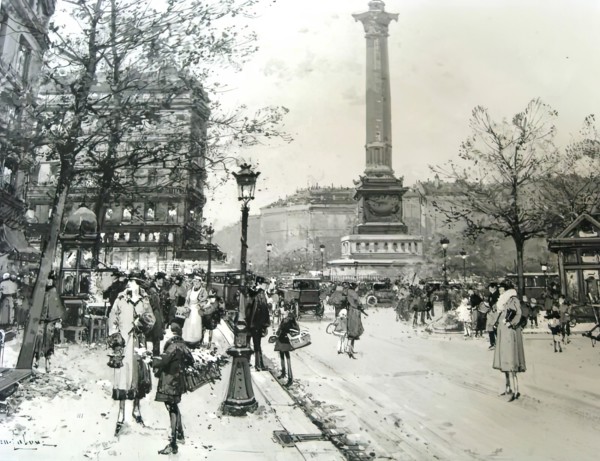 Place de La Bastille, 1925-1941. Creator: Eugene Galien-Laloue.