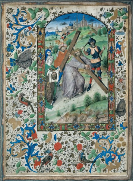 The Veil of Veronica - One of four Illuminated pages from a Book of Hours, c1430-1450. Creator: Unknown.