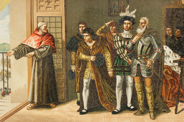 Cardinal Jiménez de Cisneros showing his power to the nobility, 1890.  Creator: Unknown.