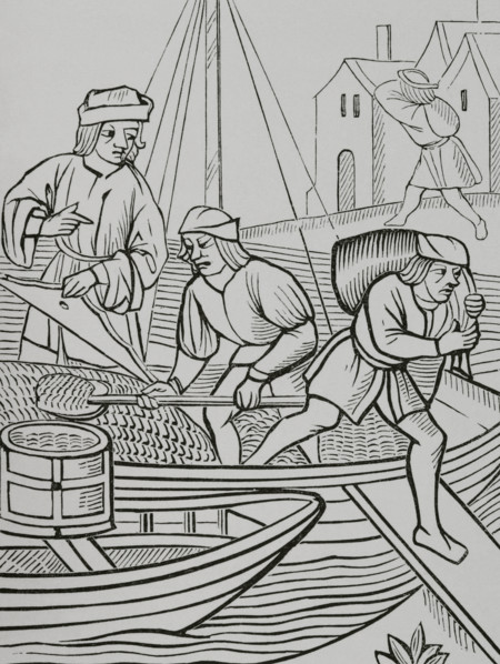 Measuring of salt, Paris, France, 1500, (1878). Creator: Unknown.