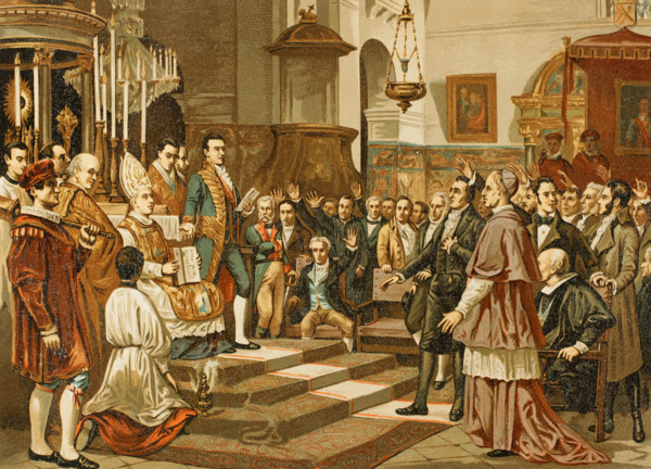 Oath of the deputies to the Extraordinary and General Cortes in 1810, (1892). Creator: Unknown.