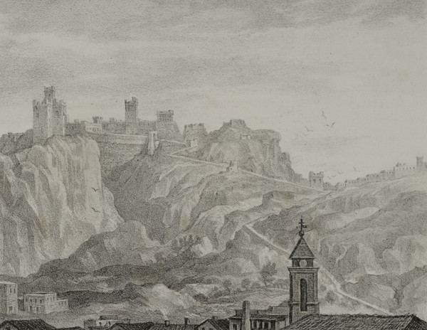 General view of the Templar castle, Castellote, Teruel province, Region of Maestrazgo, Spain, 1870.  Creator: Unknown.