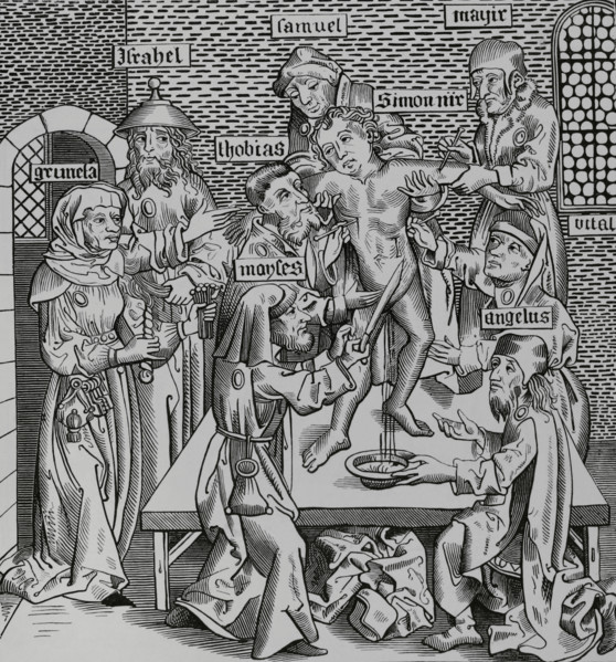 The Martyrdom of Simon of Trent, (1472-1475), Italian infant protagonist of a blood..., 1493 (1878). Creator: Unknown.